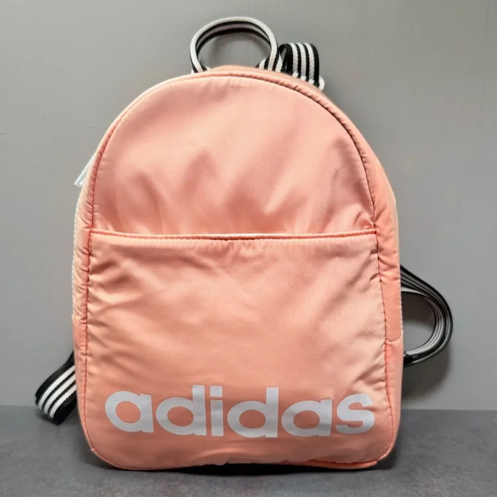 Adidas Mini Backpack Light Pink Quilted Back Glow White Logo
